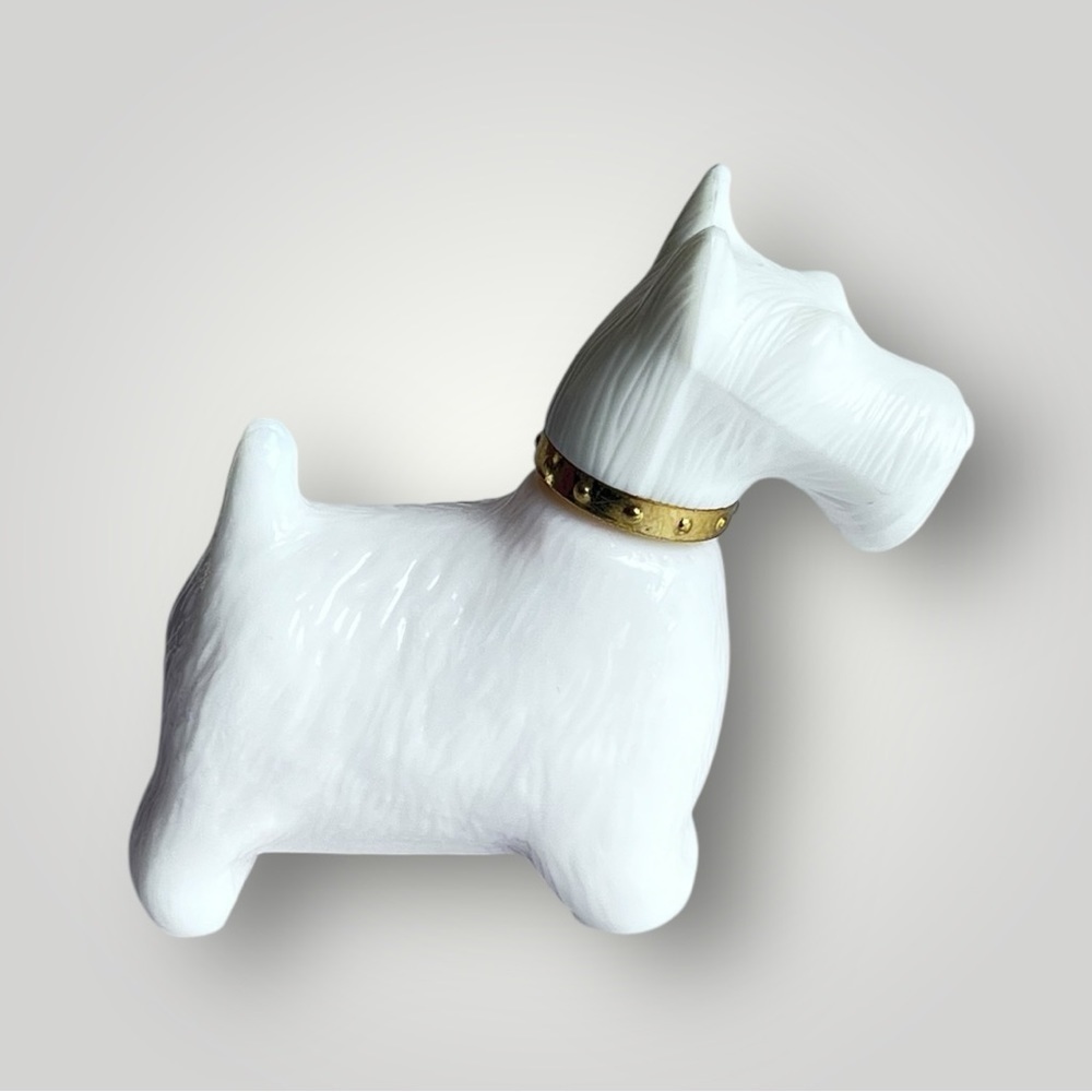 Vintage Avon White Scottie Dog Figurine with Gold Collar Perfume Bottle - Picture 7 of 13